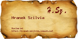 Hranek Szilvia névjegykártya